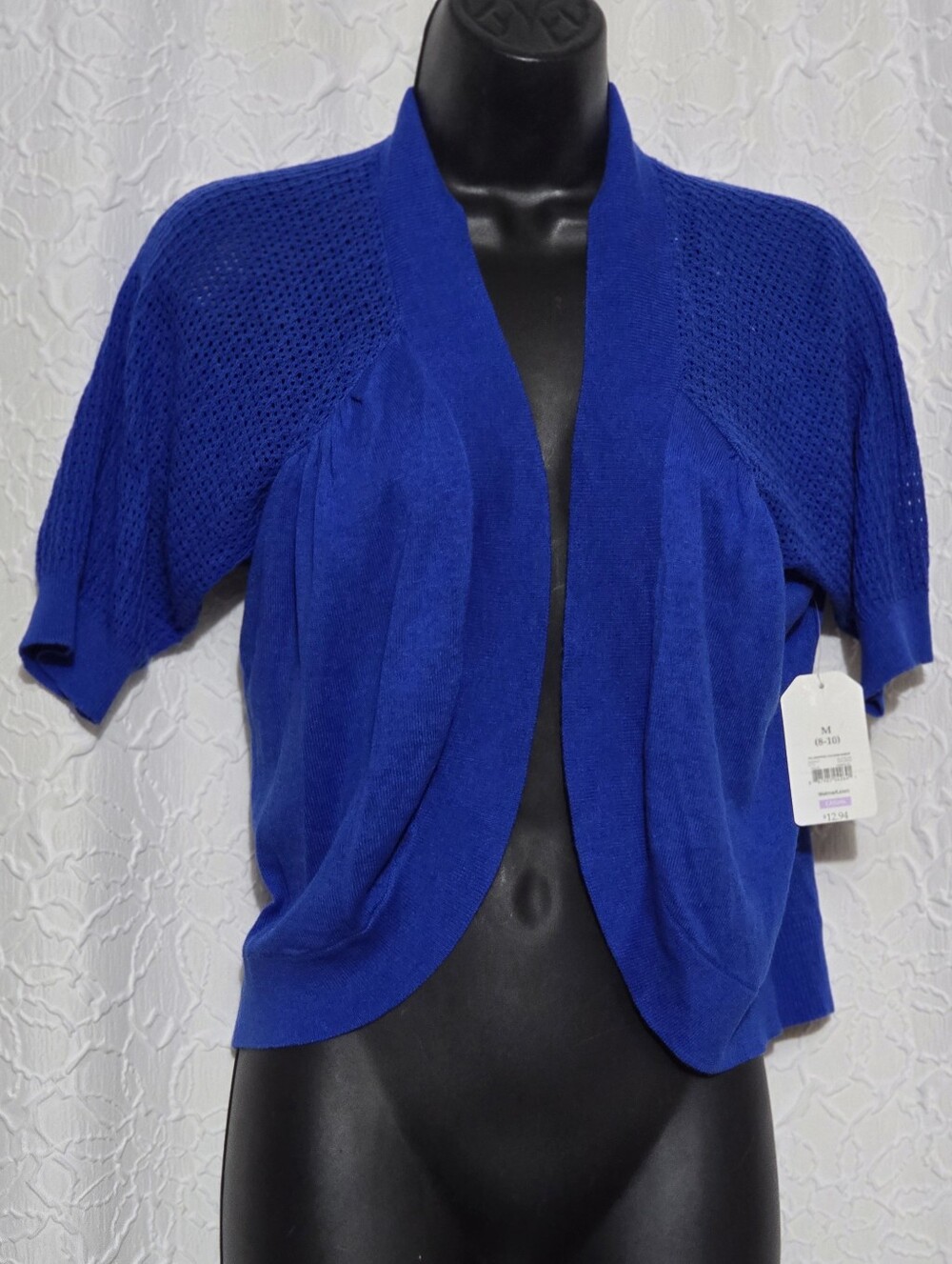 Women’s Faded Glory Royal Blue Cotton Knit Shrug / Sweater in Size M(8-10) NWT